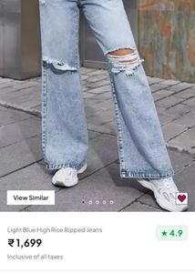 Light Blue High Rise Ripped Jeans