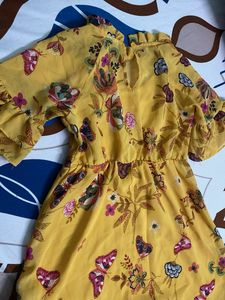 Yellow Floral Print Dress