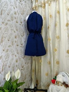Elegant Navy Blue Halter Dress