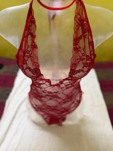 Red Lace Lingerie Bodysuit