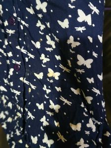 Navy Blue Butterfly Print Tunic Top