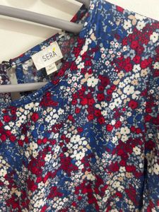 Floral Print Flounce Sleeve Dress