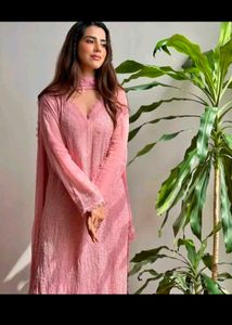 Elegant Pink Embroidered Kurta Set