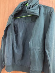 Women Green Hood Sweatshirt