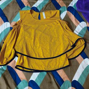 Yellow Cold Shoulder Top