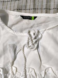 White Puff Sleeve Tiered Tunic Top
