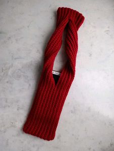 Burgundy Knitted Phone Holder Scarf