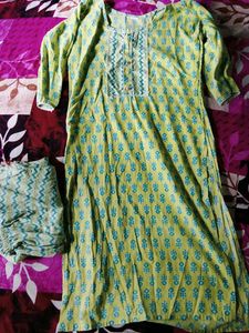 Green Printed Kurta Set