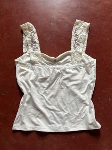White Lace Strap Tank Top