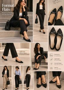 Chic Black Ballet Flats with Silver Detail