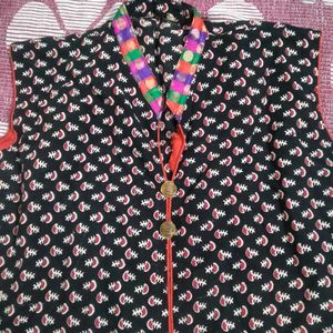 “Stylish|Black Sleeveless|Traditional|Ethnic Kurti