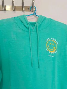 Men's Green Short Sleeve Hoodie T-Shirt