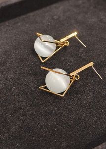 Triangle Drop Gold Toned Earrings