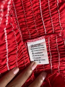 Smocked Red Cropped Top