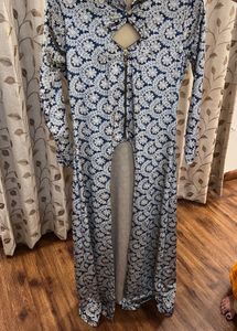 Stylish Printed gown(shrug)  with Zipper