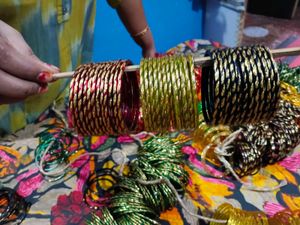 combo Colorful Glass Bangles Set