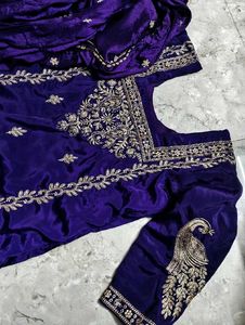 Elegant Purple Kurta Set with Gold Embroidery