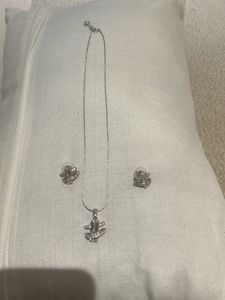 Silver Airplane Necklace &amp; Earrings Set