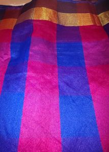 🔥2 Vibrant Blue &amp; Pink Striped Saree