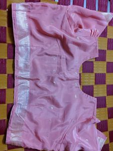 Pink Silk Lehenga with Silver Border