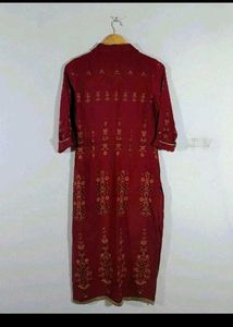 Maroon Kurta with Gold Print