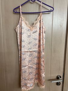 Cute Cat Print Satin Nightgown
