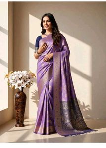 Elegant Lavender Silk Saree