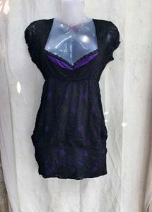 92510Elegant Black & Purple Lace Dress