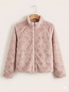 ZUDIO Heart Pattern Pink Fleece Jacket