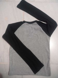 Grey &amp; Black Long Sleeve Raglan Top