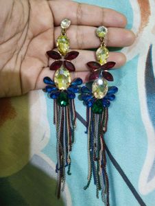 Vibrant Gemstone Tassel Earrings