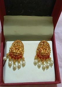 Set of Lakshmi Earrings, Necklace, Ban