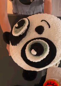 Handmade Crochet Panda Face Cushion 🐼