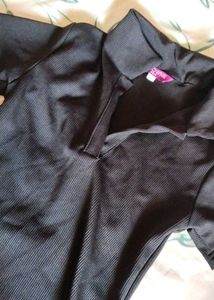 Chic Black Bodysuit With Collar
