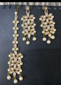 Elegant Pearl &amp; Stone Necklace Set