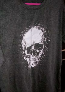 Dark Grey Skull Print T-Shirt
