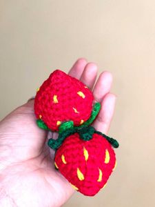 Cute Crochet Strawberry Keychains-2