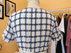 Blue Plaid Midi Dress