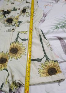 Sunflower Print Sleeveless Utility Romper