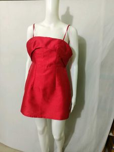 Chic Red Spaghetti Strap Mini Dress Small
