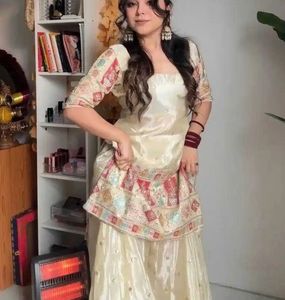 Elegant Fancy Cream Kurta Set. Perfect for Diwali!