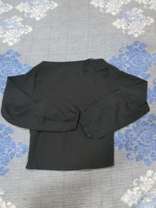 Chic Black Balloon Sleeve Top
