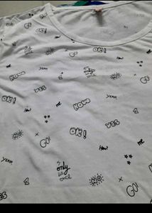 Cute Printed White T-Shirt