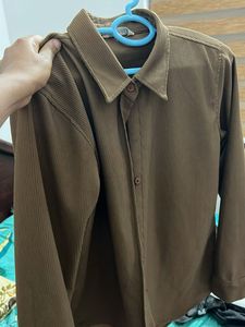 Brown Oversized Button-Up Shirt