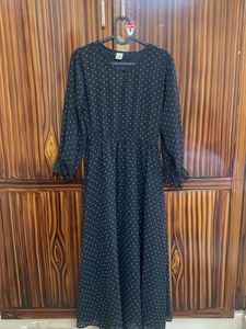 Black polka dot dress