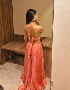 Elegant Peach Ethnic top with bottom