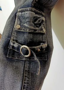 Vintage Washed Black Cargo Denim Jorts