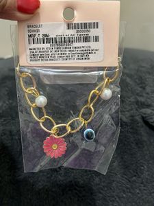 Gold Chain Bracelet with Flower Charm