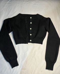 Black Cropped Cardigan