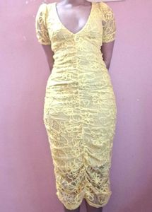 Yellow Lace Bodycon Dress